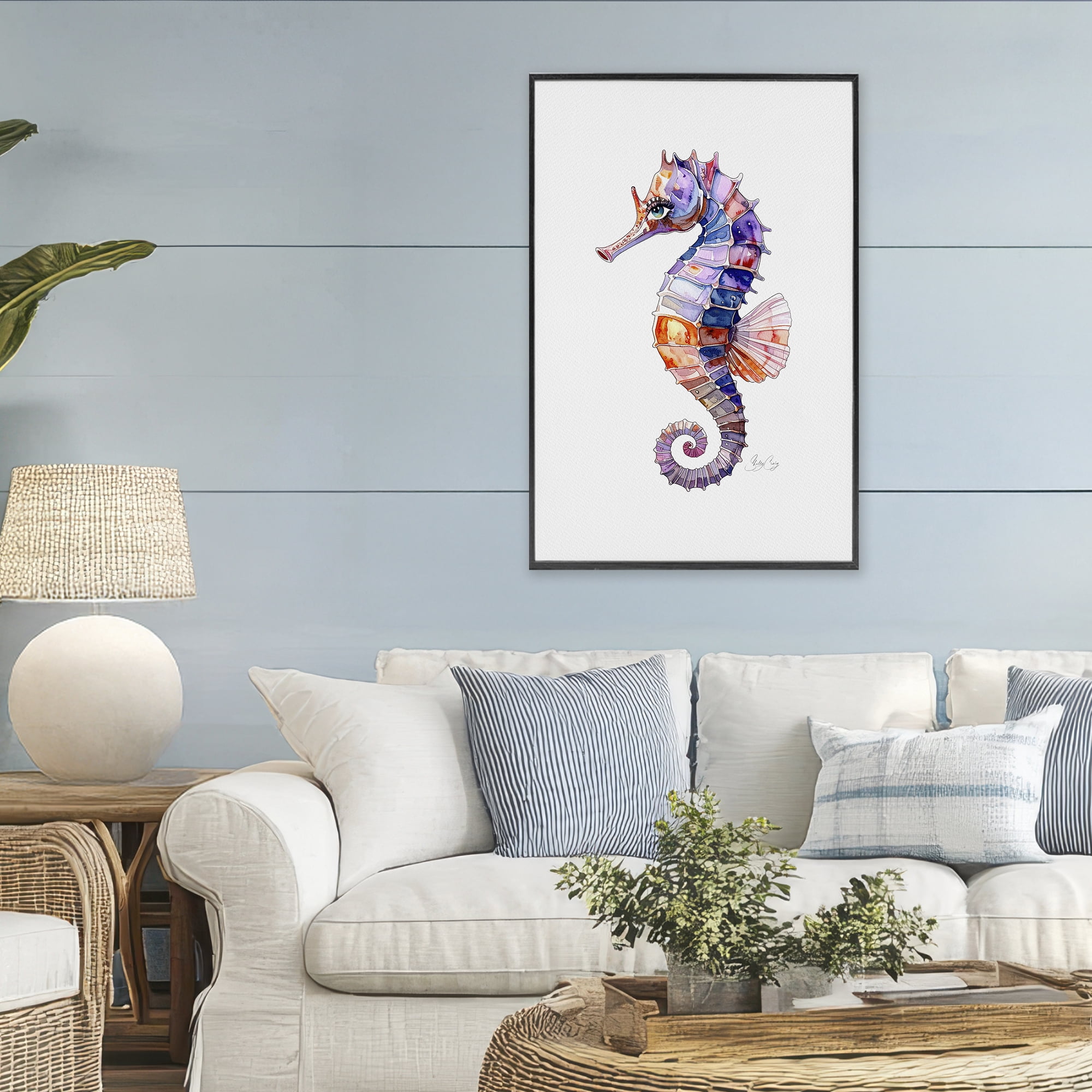Stupell Industries Sea Whisper Seahorse Black Framed Giclee Art, design by Shelly Craig