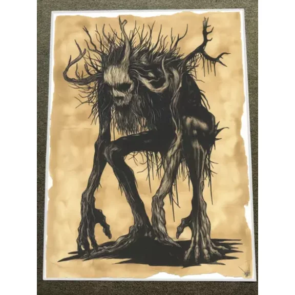 POSTER Wendigo Cryptid Disturbing Surrealist Art Print Poster UNFRAMED, 12x18