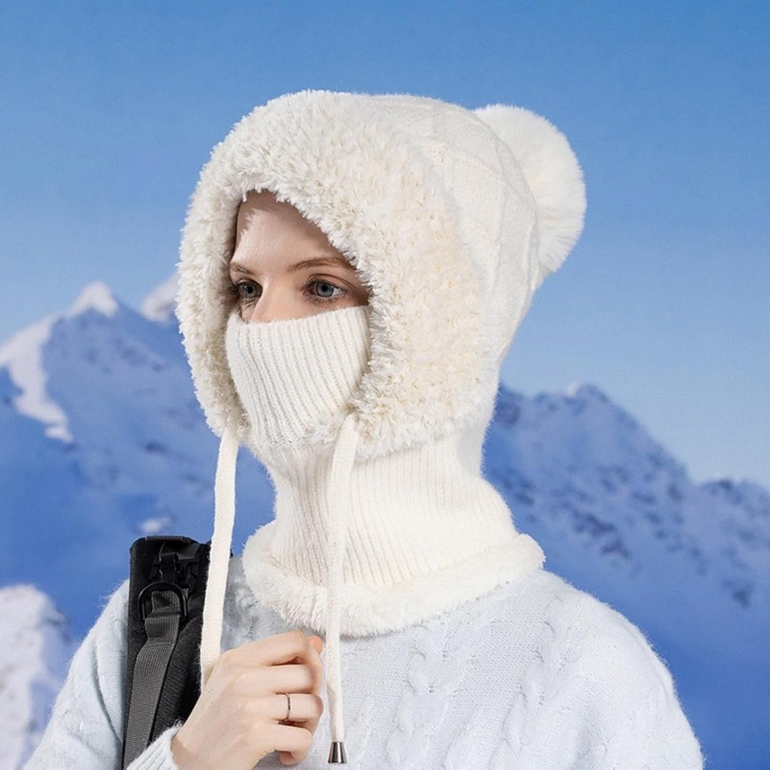 Winter Beanies for Men Women Warm Knit Skull Cap Beanie Balaclava Fleece Ski Mask Neck Warmer Winter Sports Cap