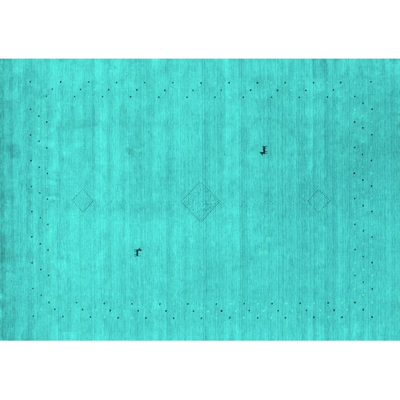 Ahgly Company Machine Washable Indoor Rectangle Abstract Turquoise Blue Contemporary Area Rugs, 8' x 10'