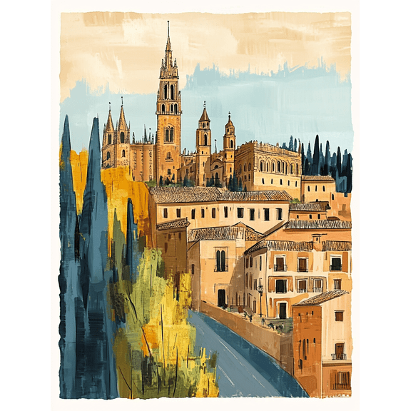 Toledo Cathedral and Cityscape Canvas Print/Wall Art,Perfect for Living Room, Bedroom, Office, Dining Room, and Hallway Decoration.