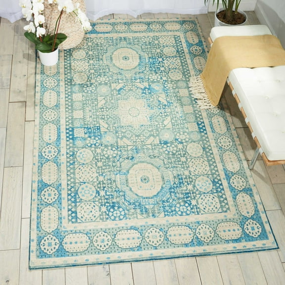 Nourison Madera Vintage Teal 6'6" x 9'6" Area Rug, (7x10)
