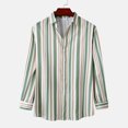 thumbnail image 2 of Top de camisa a rayas de manga larga con cuello levantado y bolsillo lateral único para otoño e invierno para hombre Pompotops  oipoqjl50962, 2 of 9