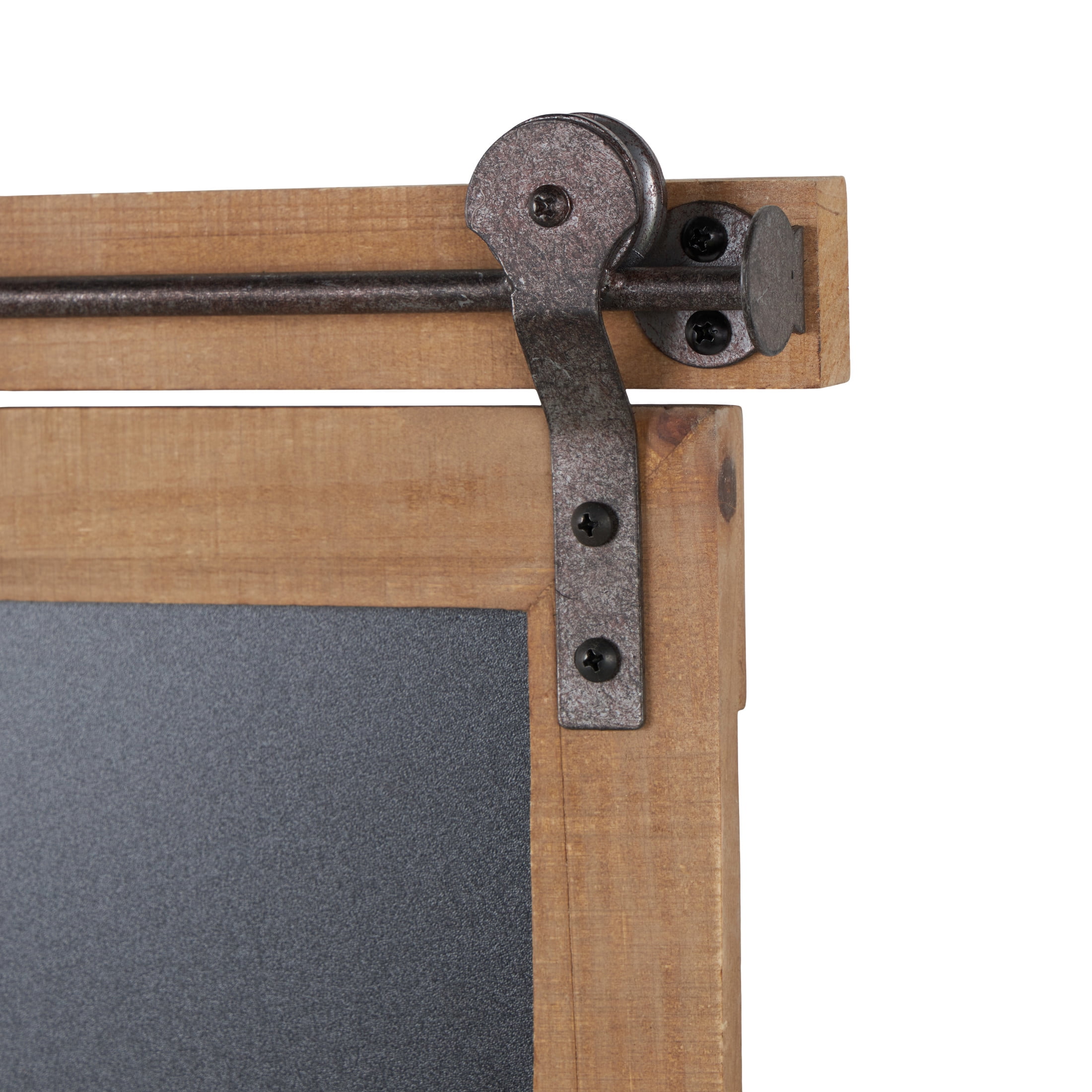 DecMode Brown Wood Chalkboard Sign Wall Decor with Barn Door Inspired Top