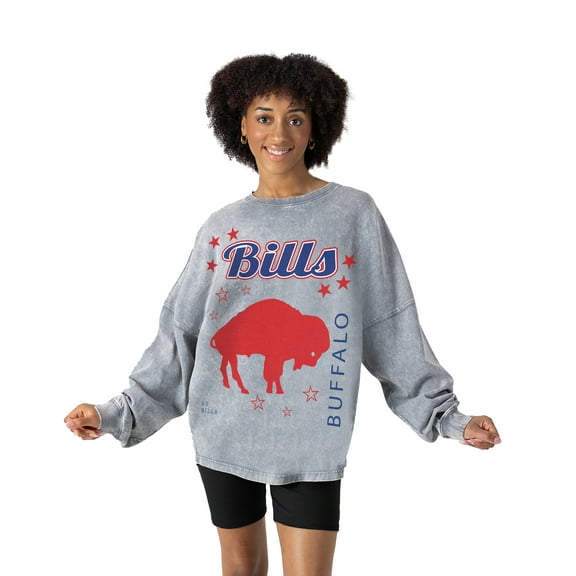 Women's Gameday Couture Gray Buffalo Bills Starbound Oversized Snow Wash Long Sleeve T-Shirt