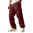 thumbnail image 2 of Lumtrix Men's Relaxed Fit Cargo Pants Baggy Straight Leg Casual Work Sweatpants with Pockets for Hiking Fishing Wine 2XL, 2 of 9