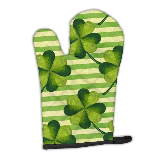 Caroline's Treasures Watercolor Shamrock Stripes Oven Mitt