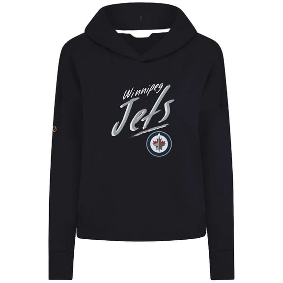 Women's Levelwear  Black Winnipeg Jets Sweet Sizzle Tri-Blend Cropped Pullover Hoodie