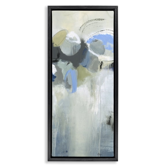 Stupell Industries Beige & Blue Dapples Black Framed Floater Canvas Wall Art, design by Lisa Ridgers