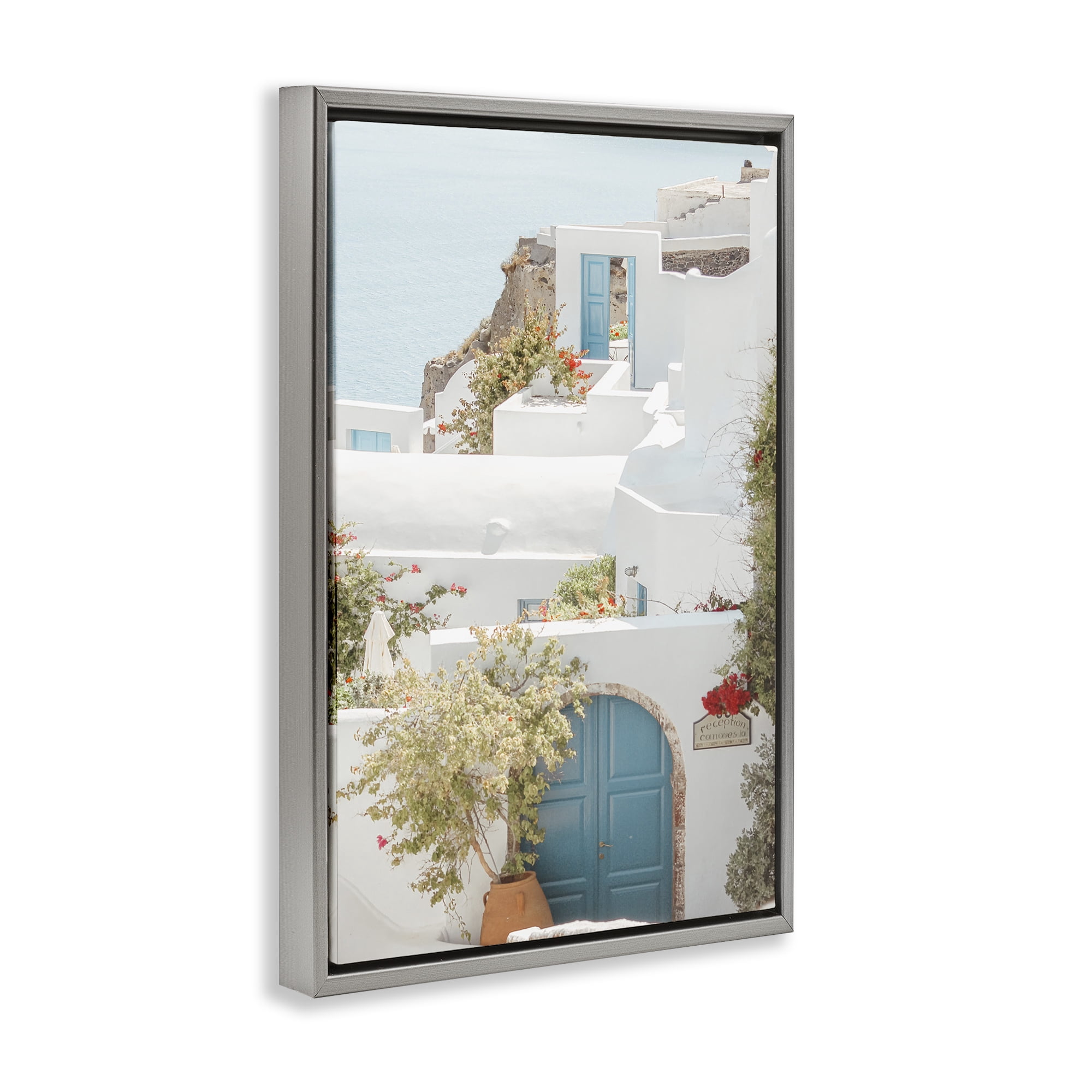 Stupell Industries Coastal Town Doorways Town & City Photography Gray Floater Framed Art Print Wall Art, 21 x 31