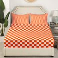 thumbnail image 3 of Erosebridal Orange Buffalo Queen Sheet Sets, Checkered Bedding Queen Size, Rectangle Room Decor, 4pcs, 3 of 7