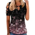 thumbnail image 1 of Qertyioot Hauts pour Femmes Mode Amusante Imprimé Décontracté Coupe Ample Tee-Shirts Blouse Imprimée Col Rond, 1 of 5