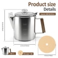 thumbnail image 2 of Stainless Steel Coffee Percolator 33.8 oz Stovetop Coffee Pot with 100 Filter Paper for Camping Travel Heat Resistant Stovetop Coffee Maker Percolator for Campfire or Gas Stove, 2 of 9