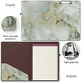 thumbnail image 4 of Clipboard Folio with Refillable Lined Notepad and Interior Storage Stylish Foldable Clipfolio for Office - White Gold Marble White Gold Marble, 4 of 7