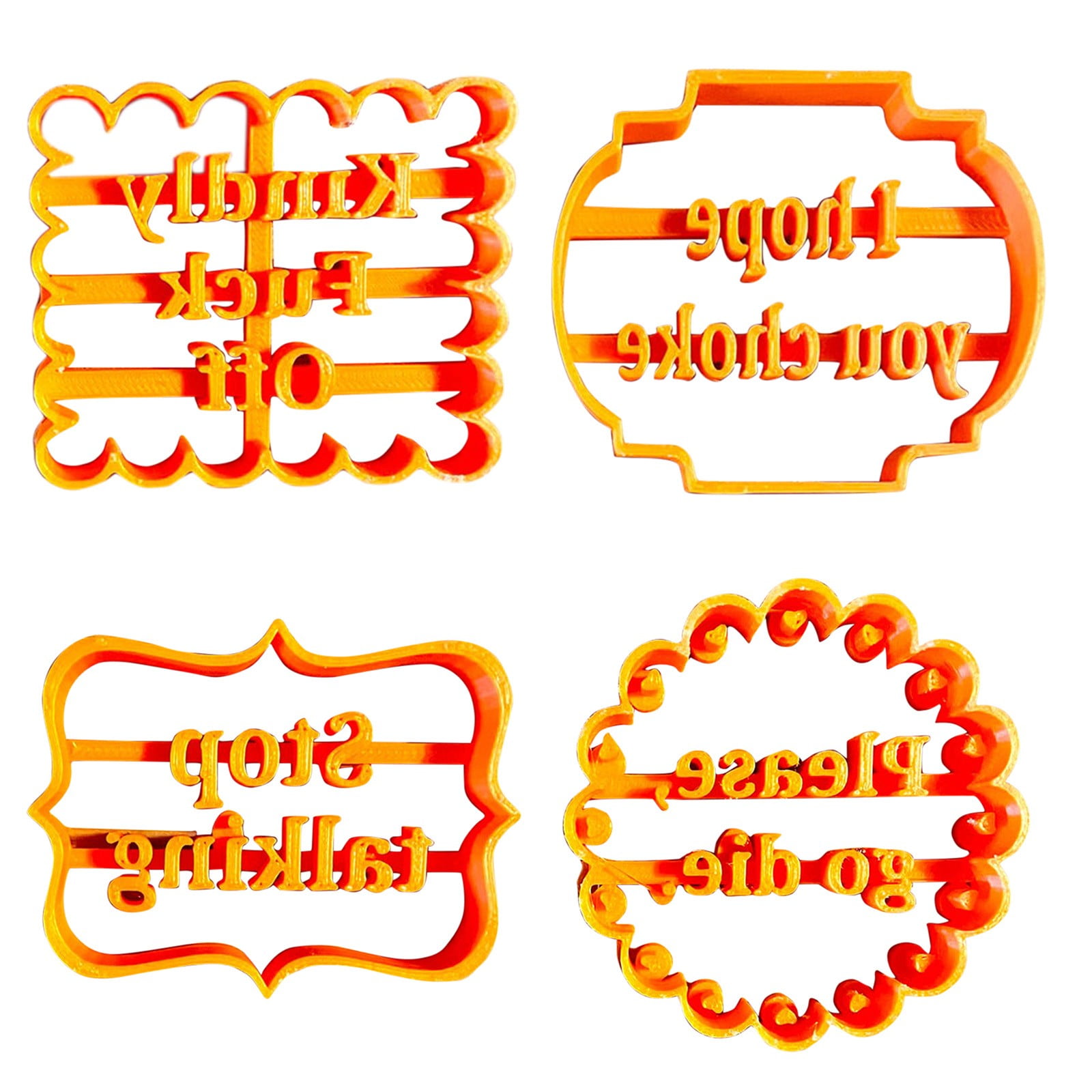 4Pcs Cookie Molds With Good Wishes Cookie Form W/ Fun Irreverent Phrases Moulds 