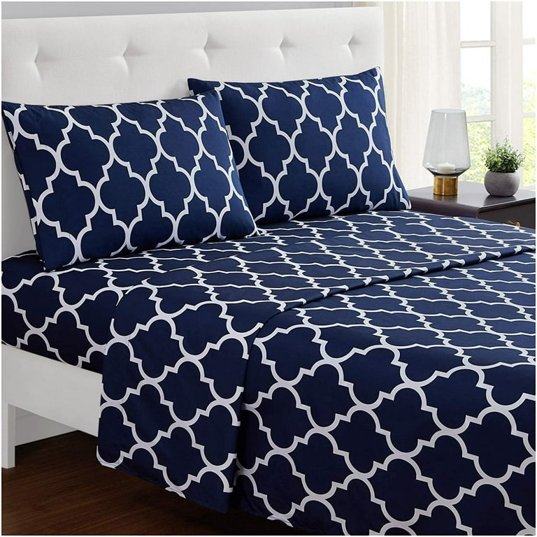  Mellanni Cotton Flannel Bed Sheets Queen Set - Double Brushed  for Extra Softness & Comfort - Luxury Lightweight Blue Sheets Set - Deep  Pocket Fitted Sheet up to 16 inch 