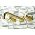 thumbnail image 2 of Kingston Brass KS6057BX Metropolitan Two-Handle Wall Mount Roman Tub Faucet, Brushed Brass, 2 of 7