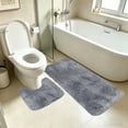 thumbnail image 4 of Linnome 2 Piece Mixed Color Bathroom Mat Set Extra Long Soft Water Absorption Non Slip Thick Washable for Toilet Shower, 4 of 6