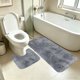 thumbnail image 4 of Juego de alfombrillas de baño de felpa para inodoro y ducha, suaves, absorbentes de agua, antideslizantes, de terciopelo polar, lavables a máquina, de secado rápido, decoración para el suelo del baño, 4 of 6