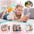 thumbnail image 6 of QearFun Kids Unicorn Bluetooth Headphones, 60H Playtime, 3-Level 74/85/94dB Safe Volume Limit, Wireless Headset with Mic for Girls, Bluetooth 5.3, Foldable for School/Travel/Tablet - Pink, 6 of 8