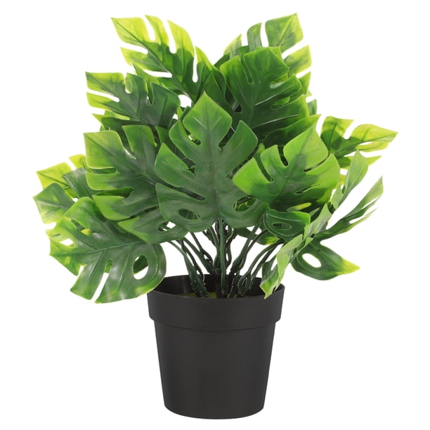 GOOHOCHY Mini maceta de bonsái de monstera simulada. Decoración de monstera en maceta. Mini planta de monstera. Decoración de bonsái.