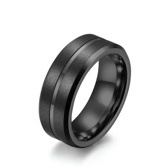 8MM Silver Black Tungsten Ring Men's Engagement Party Polished / Brushed Sz 7-12
