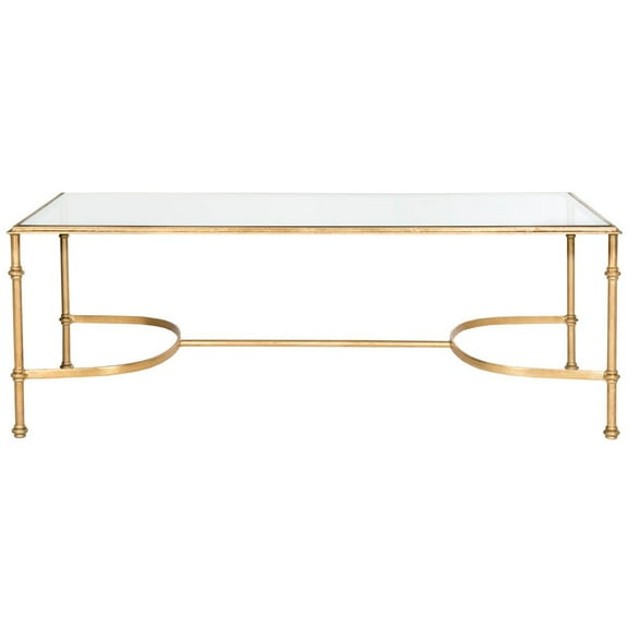 SAFAVIEH Lucille Solid Classic Coffee Table, Gold/Glass Top