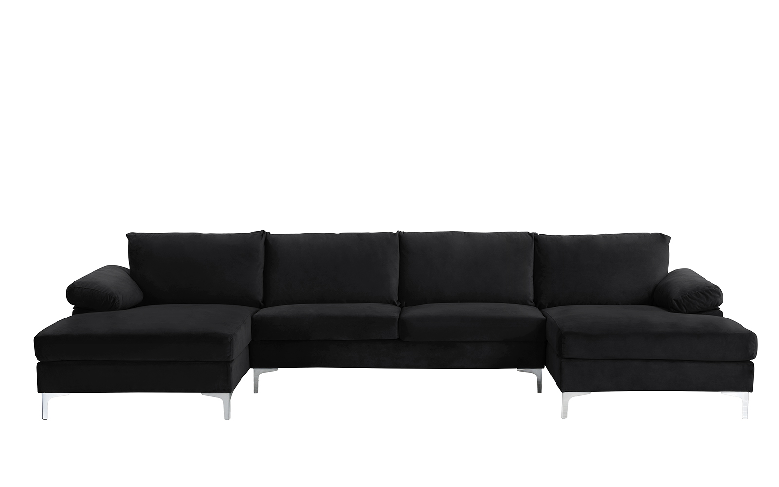Modern Large Velvet Fabric U Shape Sectional Sofa Double Extra