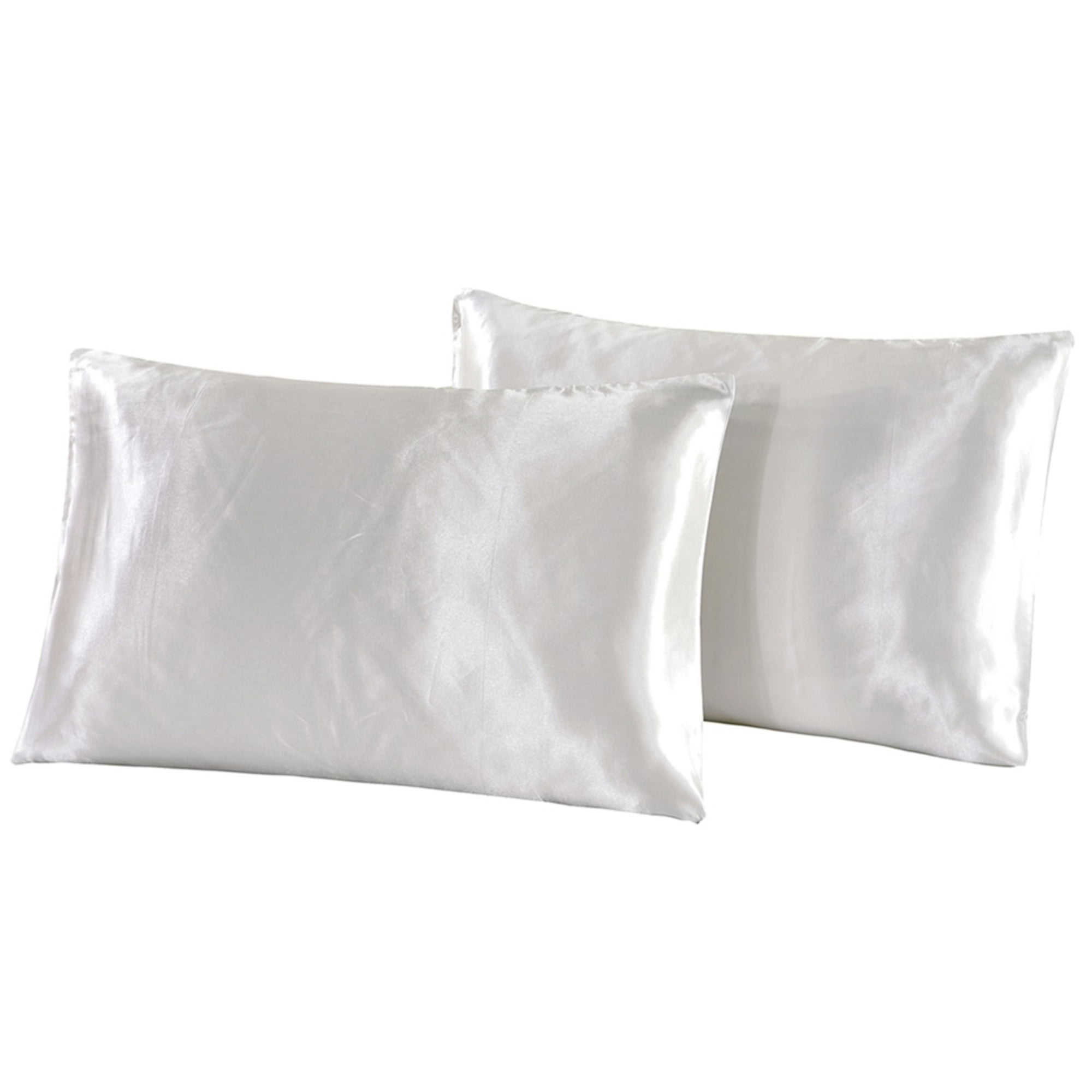 2PCS Solid Standard Silky Satin Pillow Case Bedding Pillowcase Smooth Home