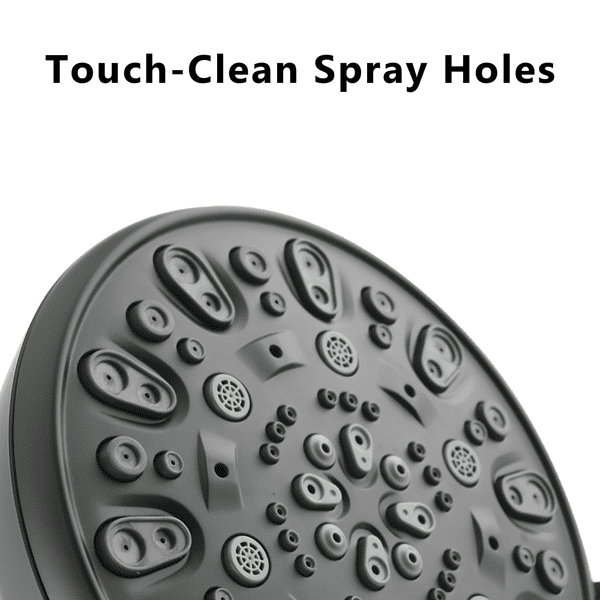 4 Inch Shower Head, 6‑Setting, Angle Adjustable & Clog‑Proof, Matte Black High Pressure