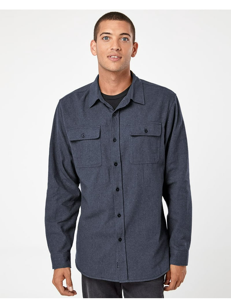 Burnside Long Sleeve Solid Flannel Shirt - Walmart.com