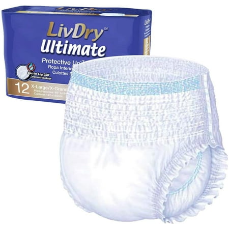 LivDry Unisex Adult Incontinence Underwear  Ultimate Comfort Absorbency (X-Large  12-Pack)