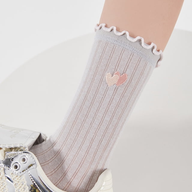 Ohufall Women's Solid Color Thin Style Pile Socks Breathable In Tube Socks Socks