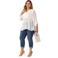 thumbnail image 3 of Women's Plus Size Blouses V Neck Sheer Drawstring Waist Peplum Blouse White 4X, 3 of 7