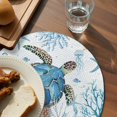thumbnail image 3 of Turtle Round 13 Inch Placemats Set of 4, Blue Coastal Starfish Ocean Coral Nautical HeatResistant Non Slip Place Mats for Dining Table, Wipeable Braided Kitchen Table Mats for Housewarming, 3 of 9