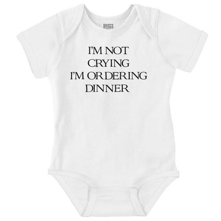 

Not Crying Ordering Dinner Cute Baby Romper Boys or Girls Infant Baby Brisco Brands 12M