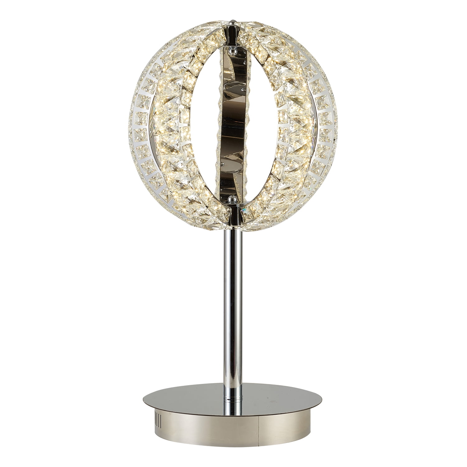 CHROME BASE LAMP FINIAL-ORB CRYSTAL LAMP FINIAL WITH POL 
