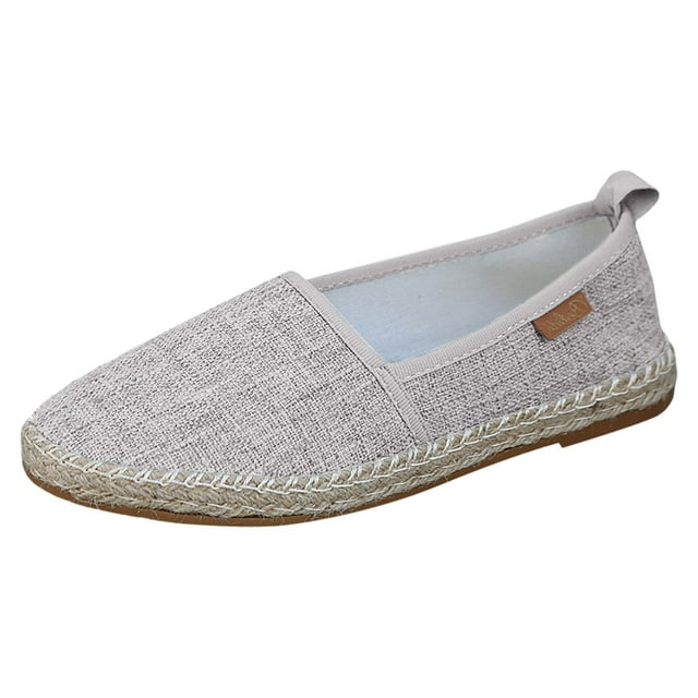 Bmisegm Nouvelles Chaussures Décontractées à Bout Rond, Confortables, à Semelle Plate, Grande Taille, à Enfiler, Chaussures Décontractées à Semelle Plate pour Femmes, Chaussures Décontractées pour Femmes Gris 37