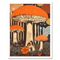 Mushroom Vintage Large Red Cap Fungi Pastel Colour Earthy Aesthetic Kitchen Art Print Framed Poster Wall Decor 12x16 inch