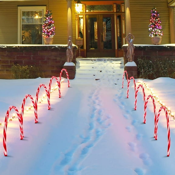 17''160 LED (10x16LED) Twinkle Arch Lawn Stake Light, Candy Cane Arch Outdoor Christmas Pathway Markers (11 Function)