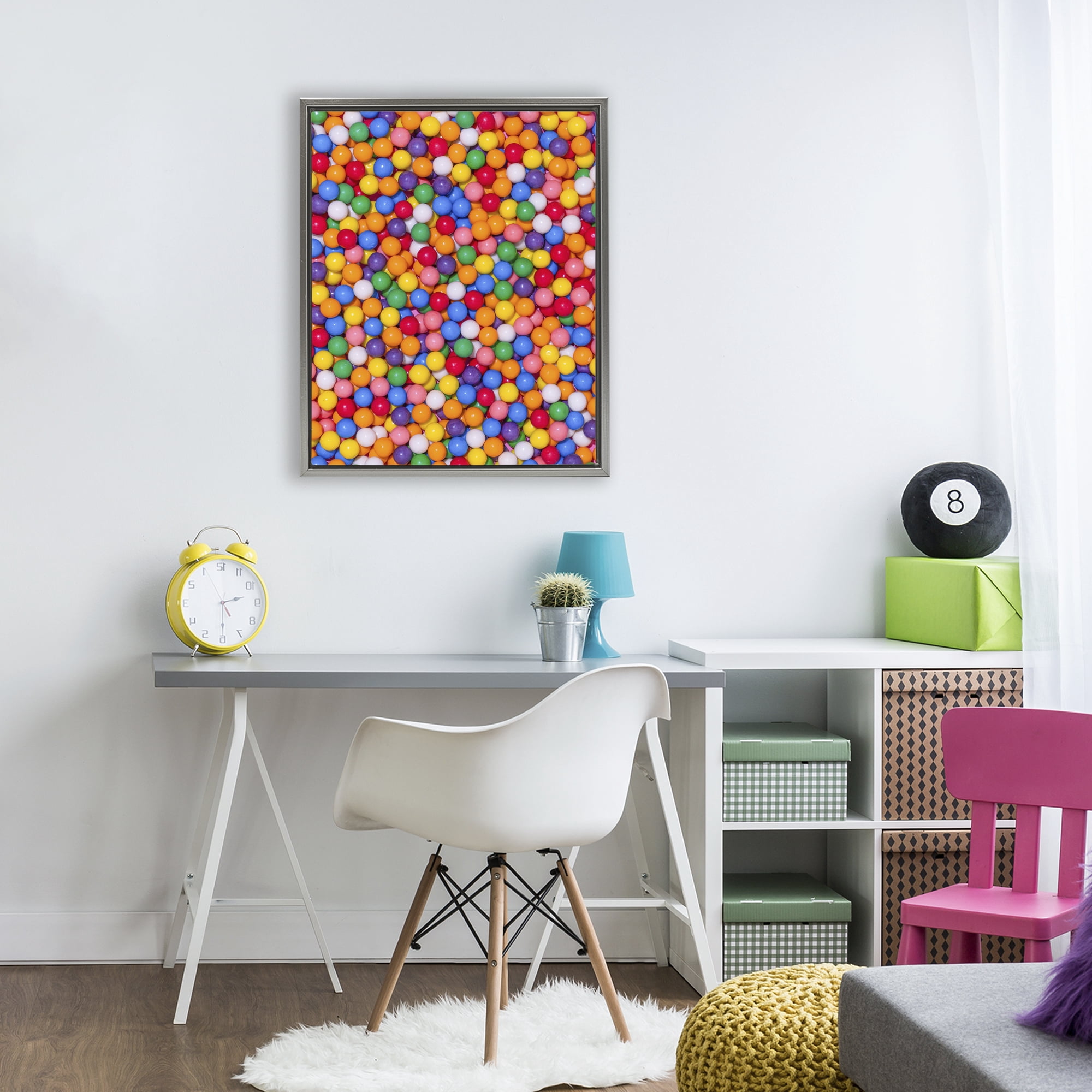 Stupell Industries Colorful Gumballs Close Up Gray Framed Floater Canvas Wall Art, design by LISH Creative