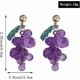 thumbnail image 2 of Unique Cute Creative Fruits Dangle Drop Earrings Transparent Sparkly Crystal Purple Grape Earring match Green Leaf for Women Girls Statement Beach Hol, 2 of 4