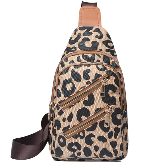 Sling Bag for Women Crossbody,ALMOSTEN Fanny Pack Chest Bag with Adjustable Strap Small Sling Backpack Crossbody Womens Sling Bag for Travel,Leopard