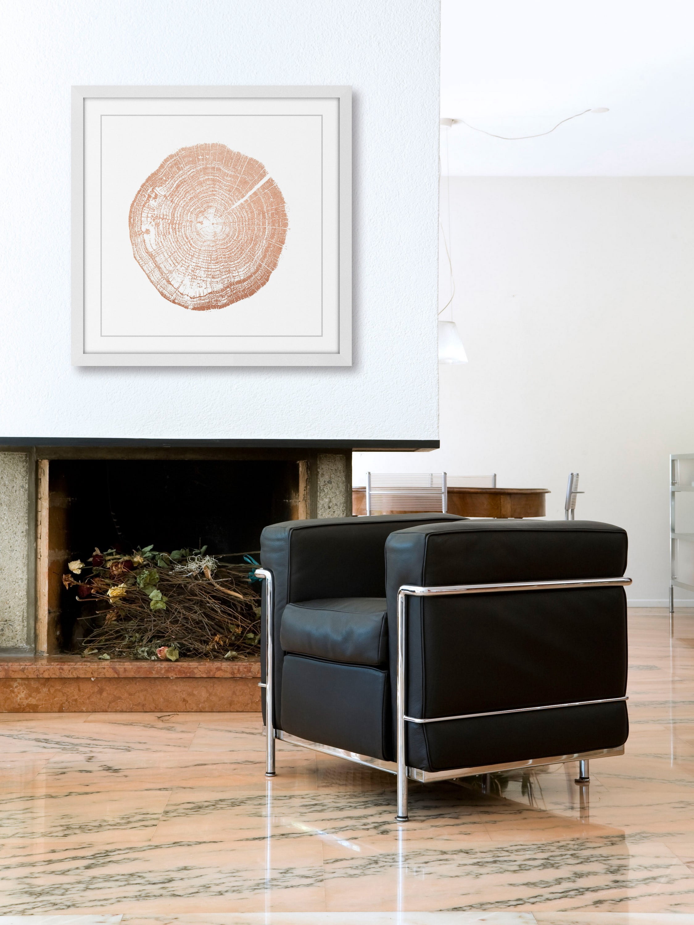 "Log Cutout Rose Gold" Framed Painting Art Print