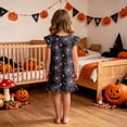 thumbnail image 6 of Leey-World Halloween Toddler Pajamas Girls Cute Halloween Nightgown Dress Flutter Short Sleeves 2-10 Years Soft Casual Dress, 6 of 7