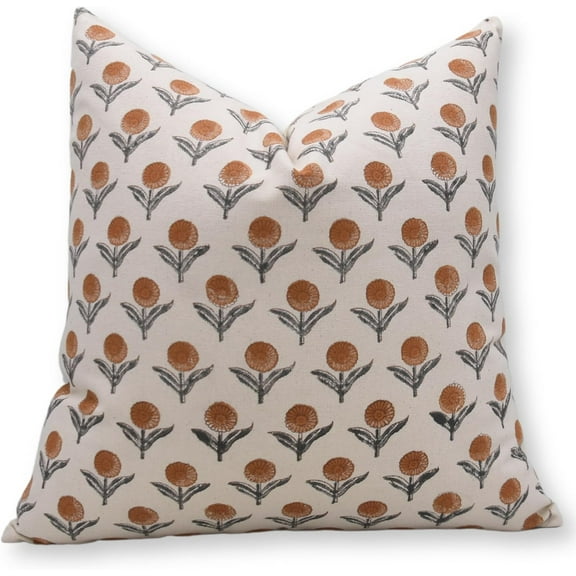 Fabdivine Handmade Duck Canvas Pillow Covers with Block Print, 12X20, Ganda Pushp