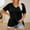 F-546Black, variant on ZHOGXU Women's T Shirt Short Sleeve V Neck Solid Color Comfortable Breathable Loose Fit Top For Casual Daily Wear,Black,L