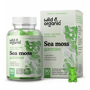 Wild & Organic Sea Moss Gummies - Irish Moss, Bladderwrack, & Burdock Root - Immune & Thyroid Support, 90 Ct