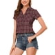 thumbnail image 1 of CAMISAS DE CUADROS PARA MUJER INSPIRE CHIC, CUELLO DE PUNTO, BLUSAS CON BOTONES XL BURDEOS, 1 of 7