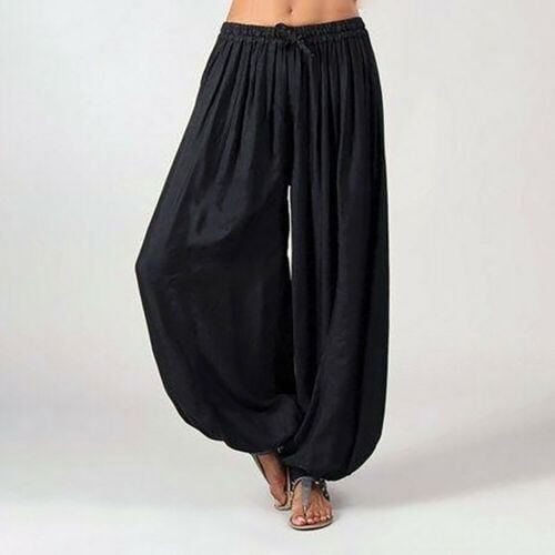 Womens Lady Hippie Aladdin Pants Gypsy Harem Trousers Elastic Baggy Harem  Pants 